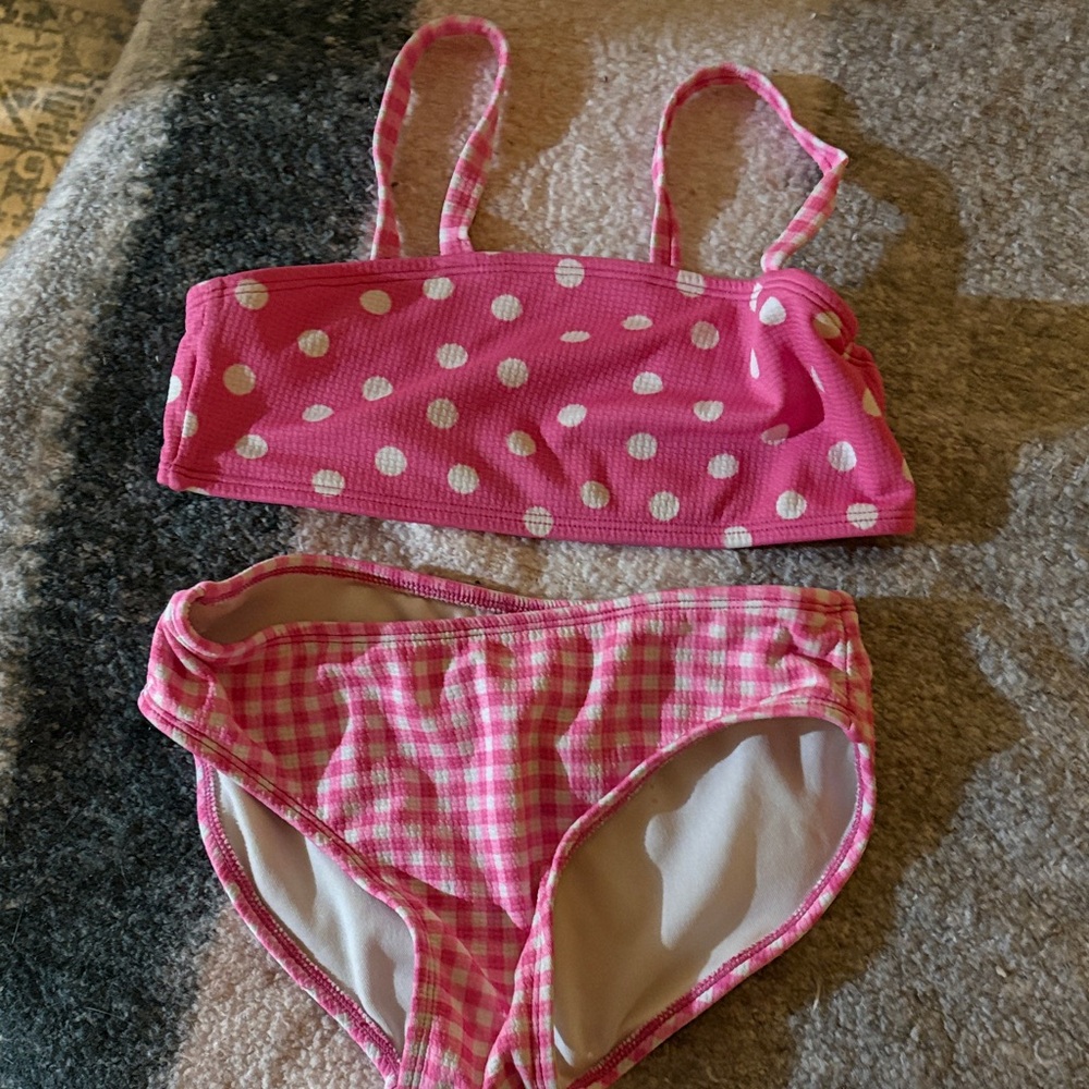 Cat & Jack Pink Polka Dot and Gingham Bikini